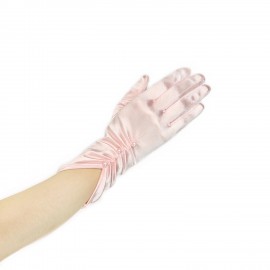 212-4VP, Shirred Satin Glove with Pearls